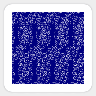 Blue background with white swirls. Sticker